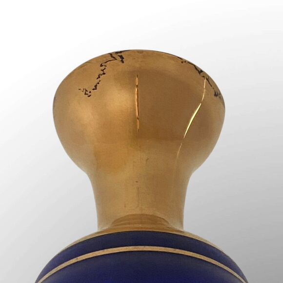 Vintage Cobalt Blue Gold Venetian Glass Decanter 10" Gondola Courting Scene 17oz - Picture 7 of 10